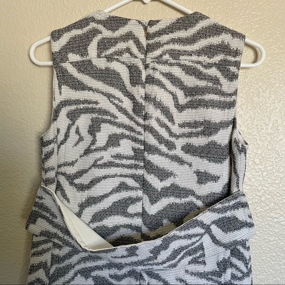 HUGO BOSS Dakola Gray Jacquard Zebra Stripe Shift Dress Wool Blend - Picture 6 of 14